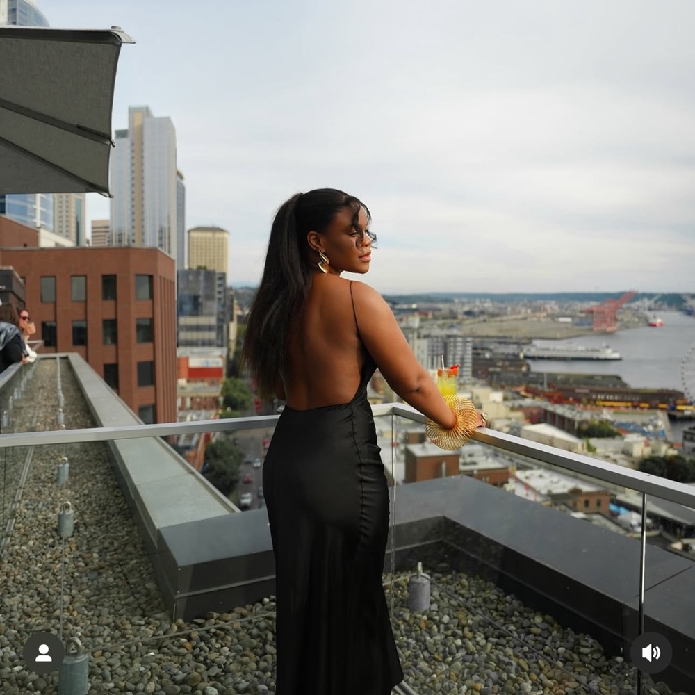 ZARA Black Satin Maxi Dress